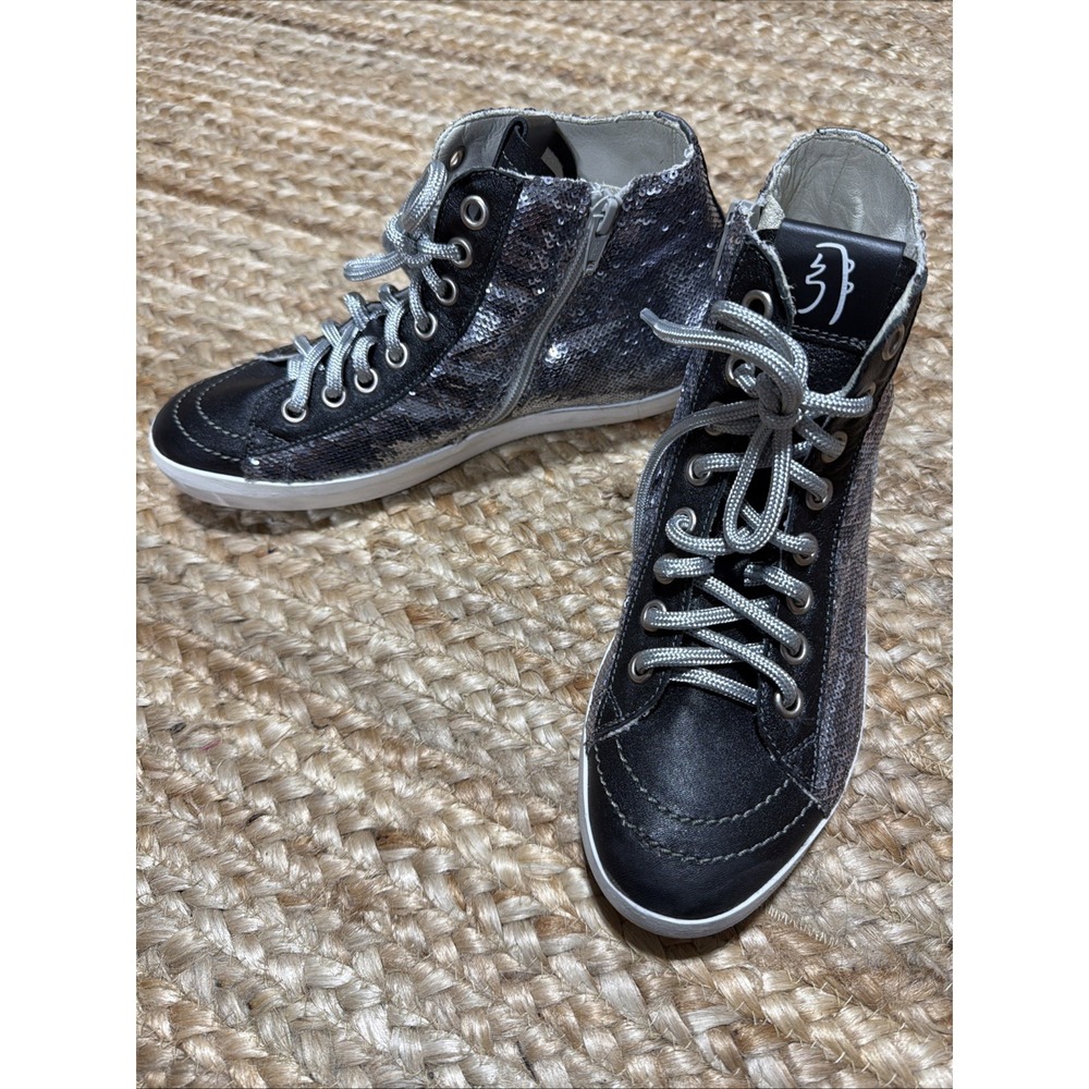 NEW PrimaBase Forma Women's Black Silver Sequin High Top Made In Italy Size 9